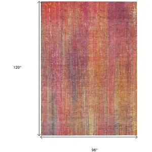 Photo of Red and Orange Striped Washable Non Skid Indoor Outdoor Area Rug
