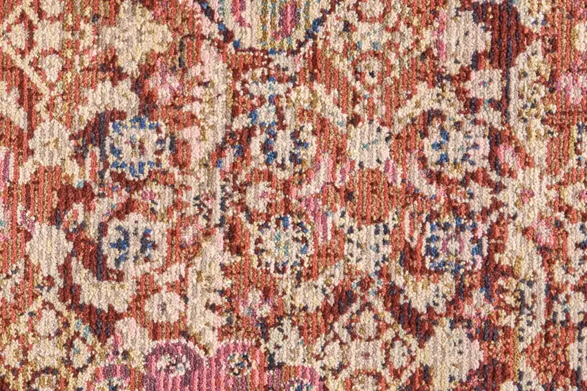 Red and Pink Oriental Power Loom Area Rug Photo 4