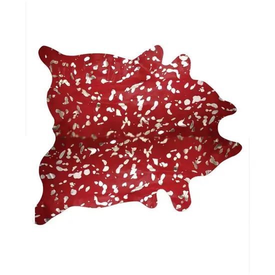 Red And Silver Cowhide Area Rug Photo 2