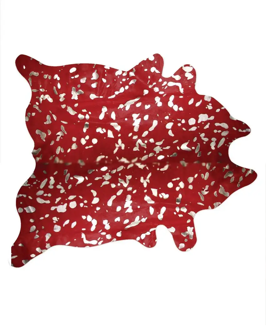 Red And Silver Cowhide Area Rug Photo 2