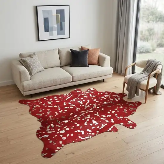 Red And Silver Cowhide Area Rug Photo 1