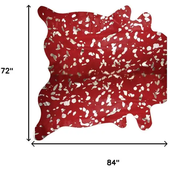 Red And Silver Cowhide Area Rug Photo 6