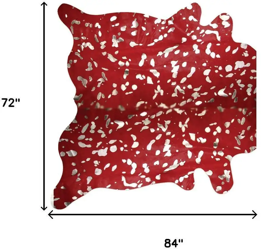 Red And Silver Cowhide Area Rug Photo 6