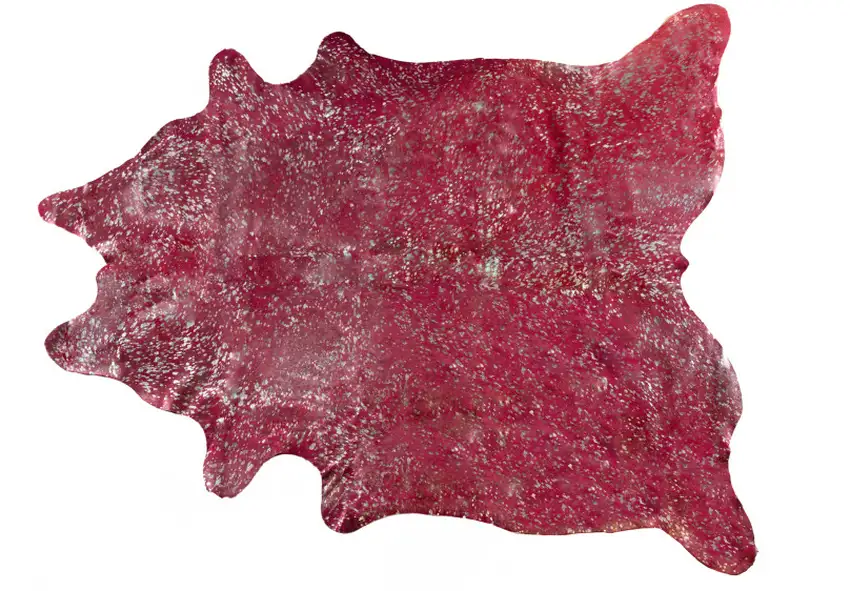 Red and Silver Cowhide Hand Knotted Area Rug Photo 1