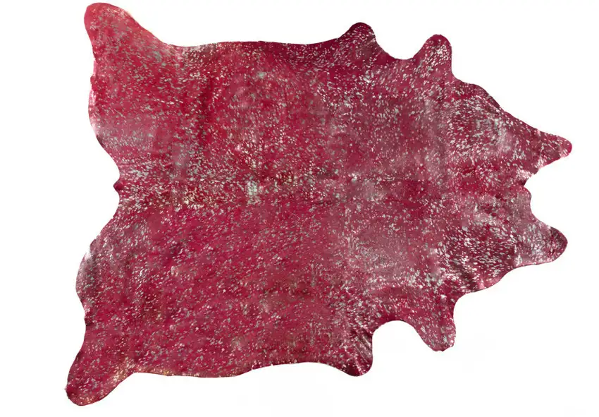 Red and Silver Cowhide Hand Knotted Area Rug Photo 3