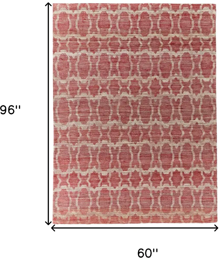 Red and Tan Geometric Hand Woven Area Rug Photo 3