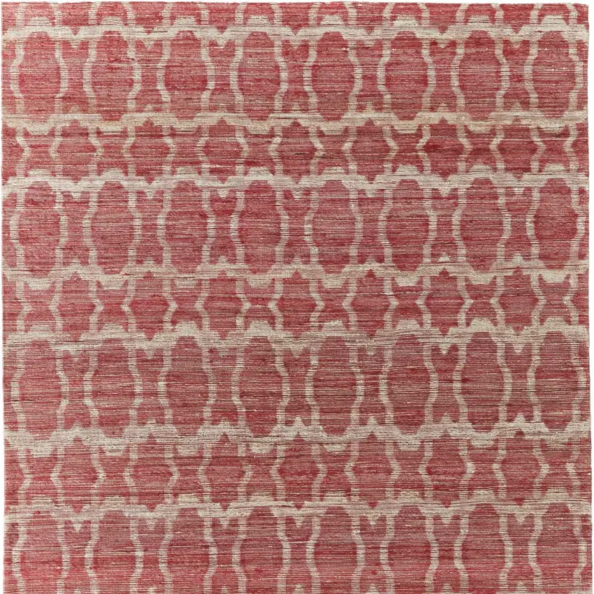 Red and Tan Geometric Hand Woven Area Rug Photo 9