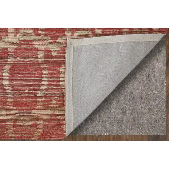 Red and Tan Geometric Hand Woven Area Rug Photo 9