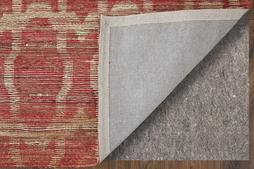 Red and Tan Geometric Hand Woven Area Rug Photo 9