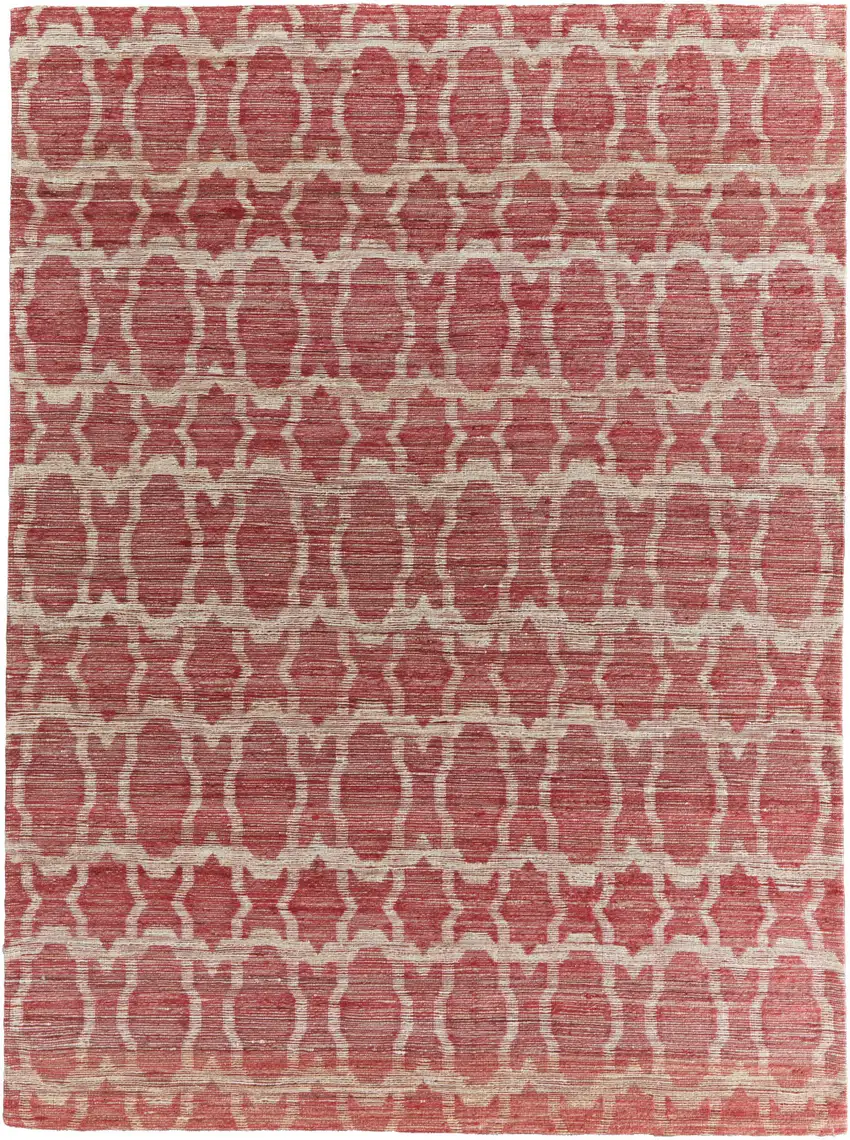 Red and Tan Geometric Hand Woven Area Rug Photo 5
