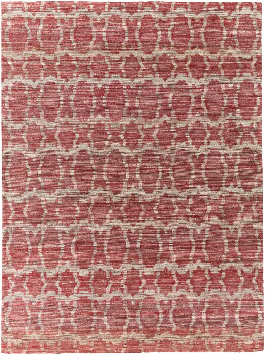 Red and Tan Geometric Hand Woven Area Rug Photo 2