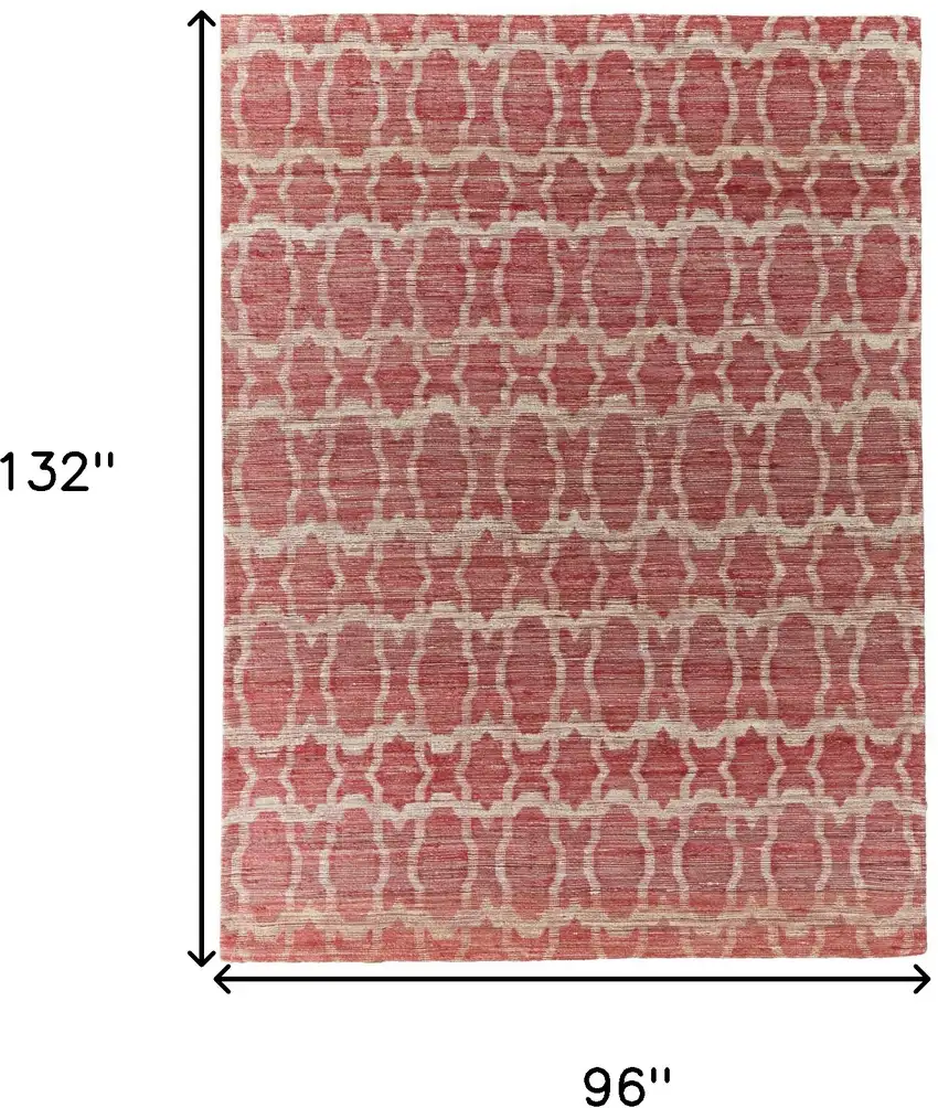Red and Tan Geometric Hand Woven Area Rug Photo 3