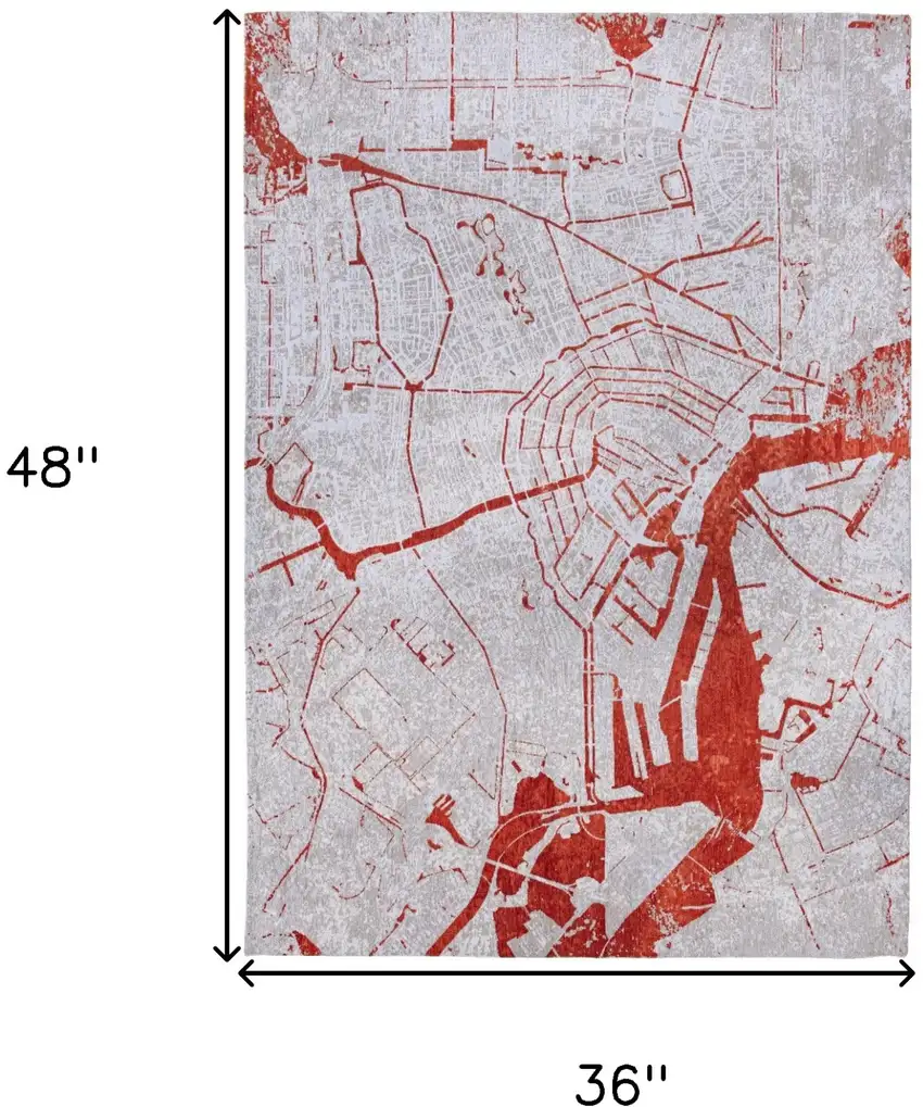 Red and White Abstract Non Skid Area Rug Photo 3