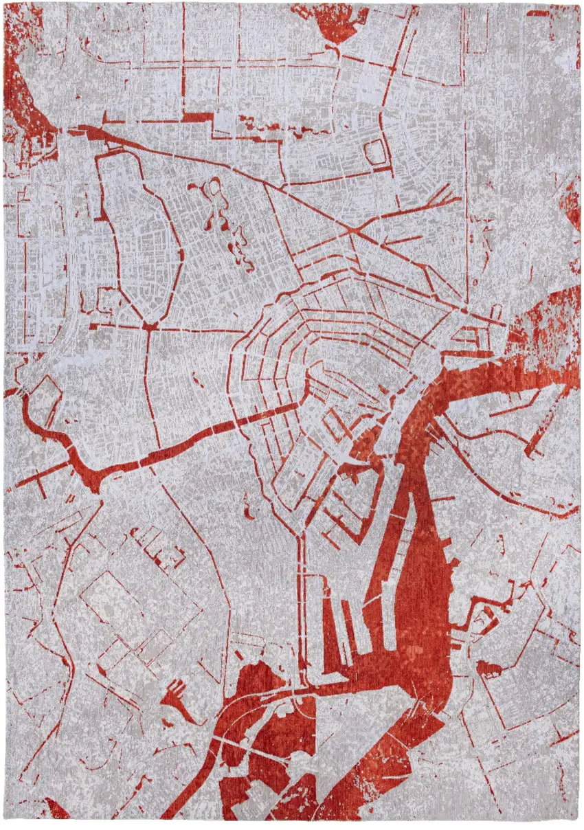 Red and White Abstract Non Skid Area Rug Photo 2