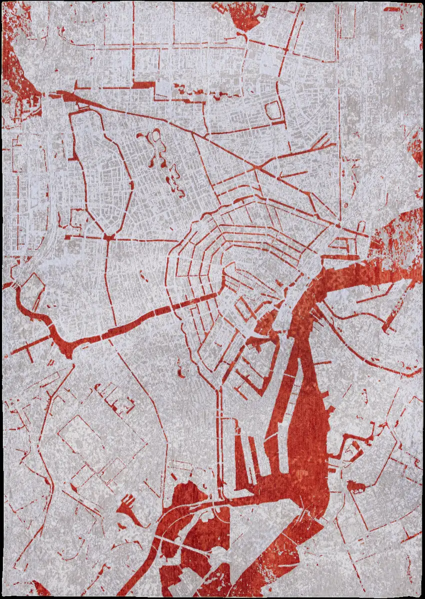 Red and White Abstract Non Skid Area Rug Photo 2
