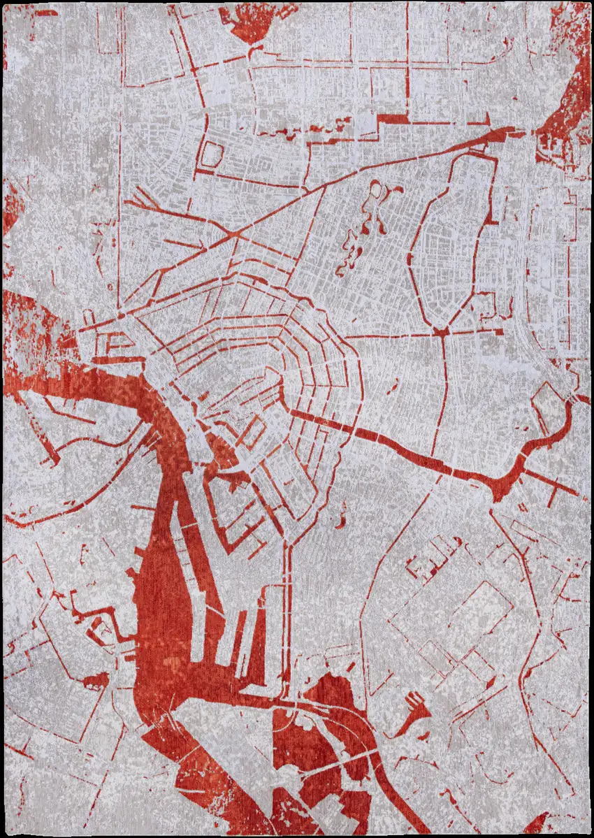 Red and White Abstract Non Skid Area Rug Photo 7