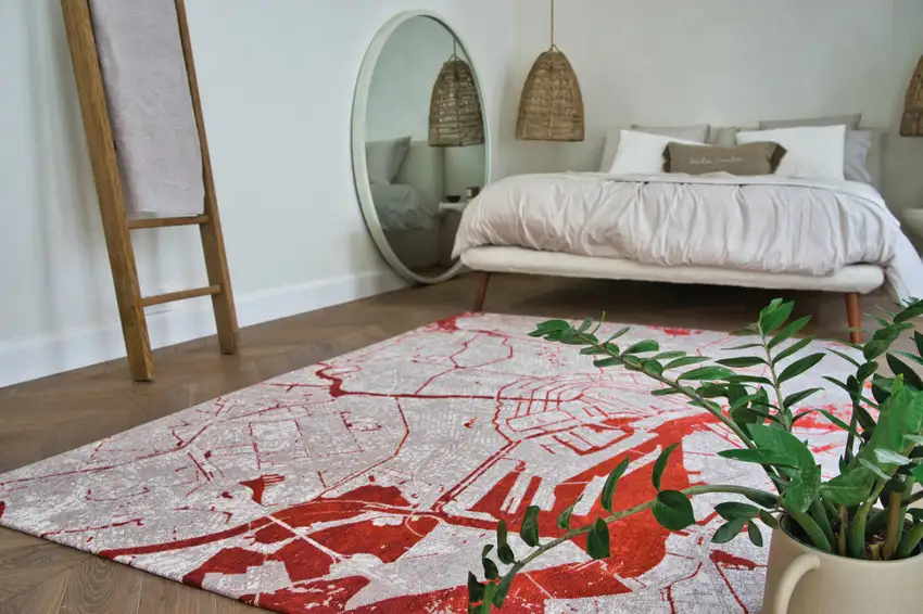 Red and White Abstract Non Skid Area Rug Photo 8