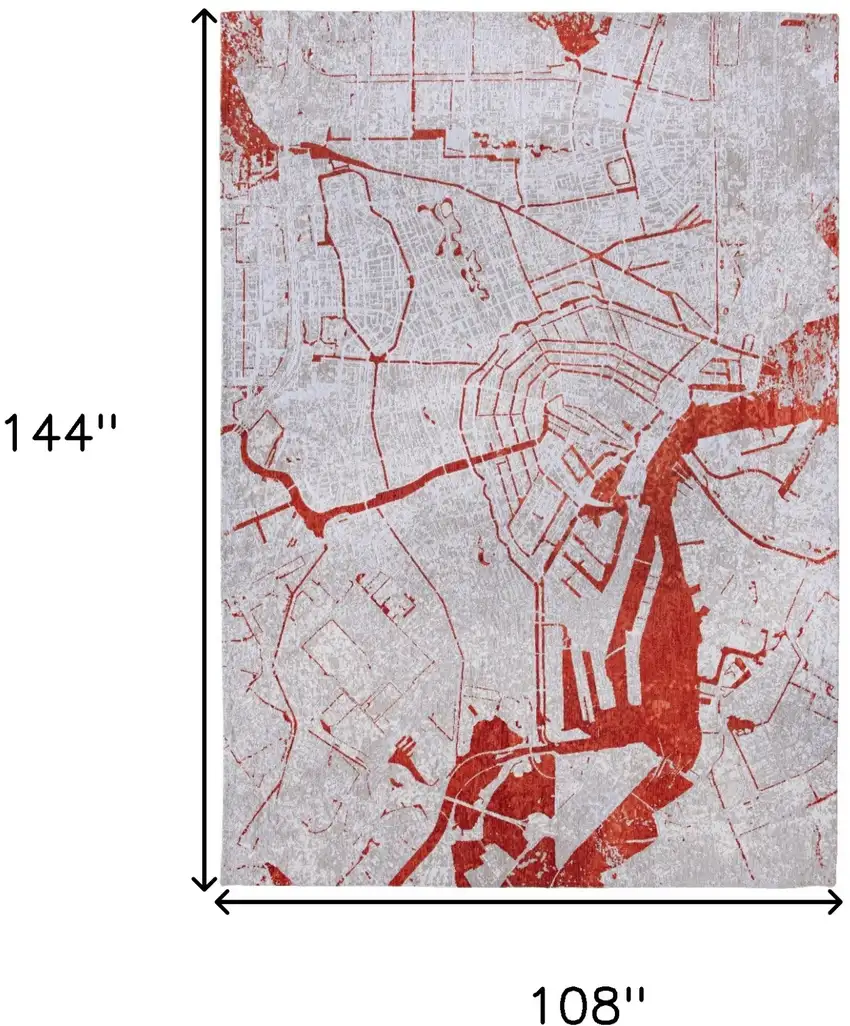 Red and White Abstract Non Skid Area Rug Photo 3