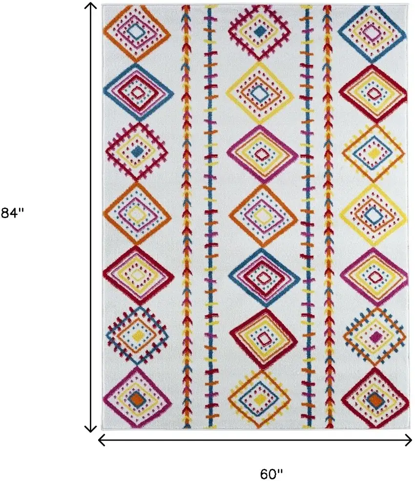 Red and White Diamonds Array Area Rug Photo 9