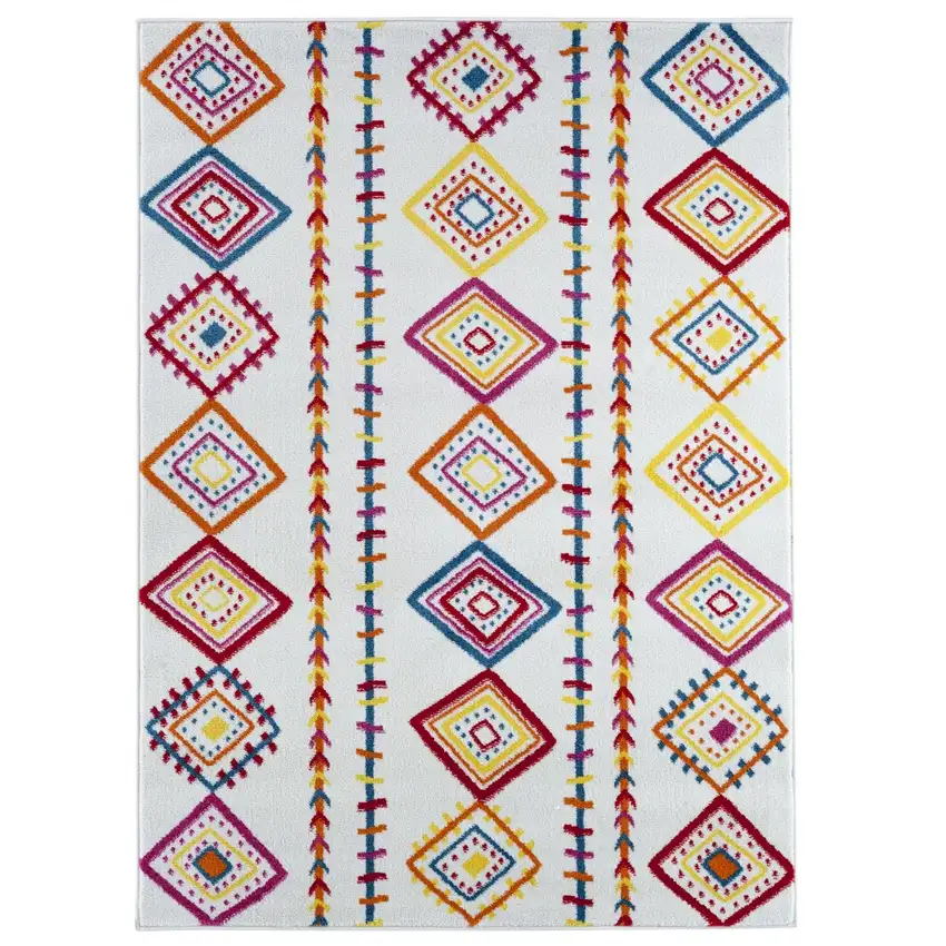 Red and White Diamonds Array Area Rug Photo 1