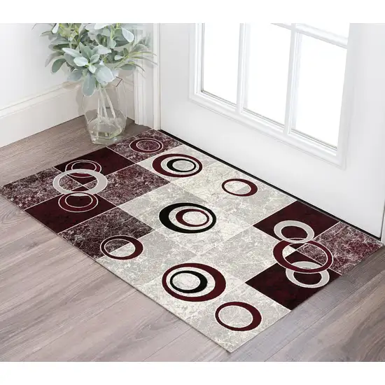 Red Abstract Dhurrie Area Rug Photo 1