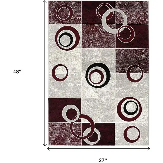 Red Abstract Dhurrie Area Rug Photo 3