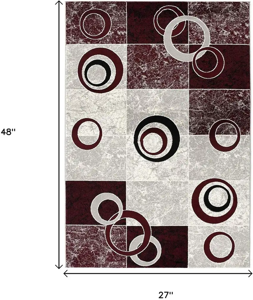 Red Abstract Dhurrie Area Rug Photo 3