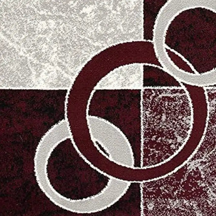 Red Abstract Power Loom Area Rug Photo 7