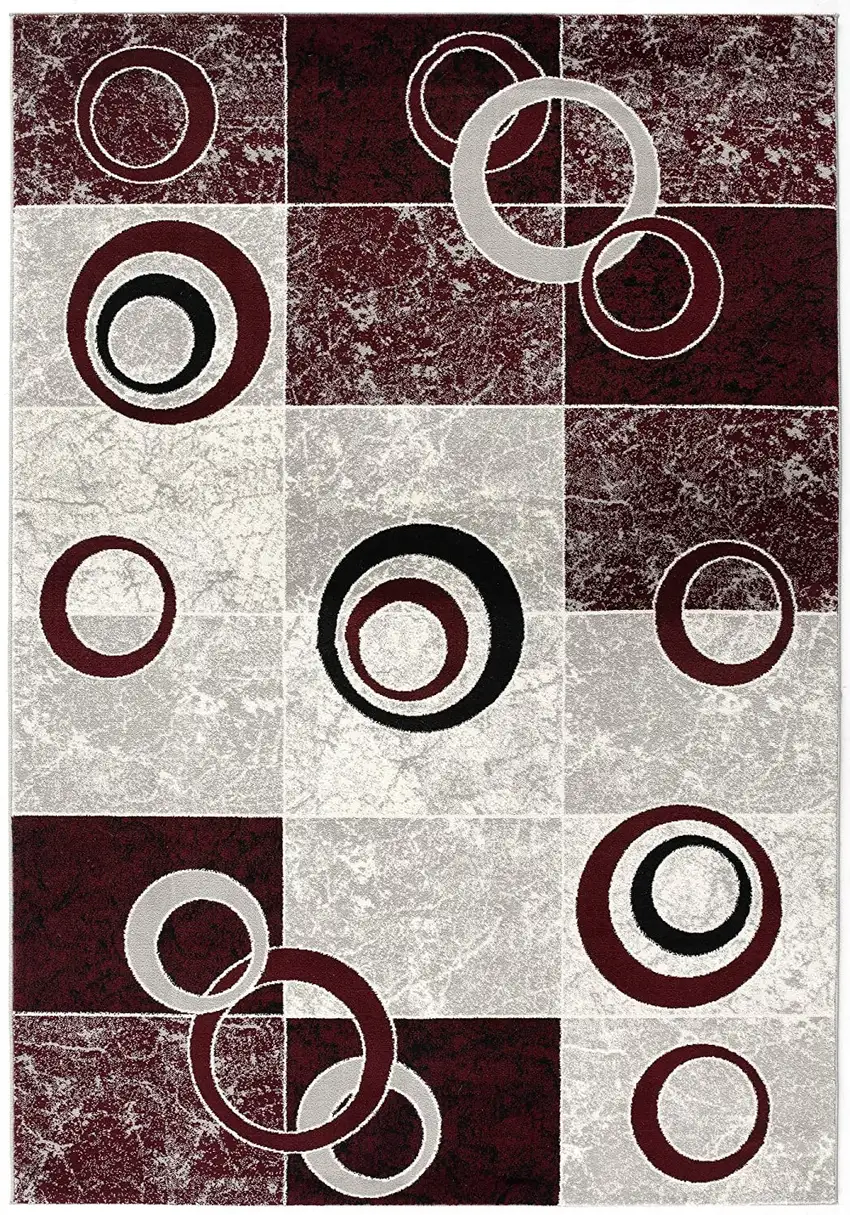 Red Abstract Power Loom Area Rug Photo 4