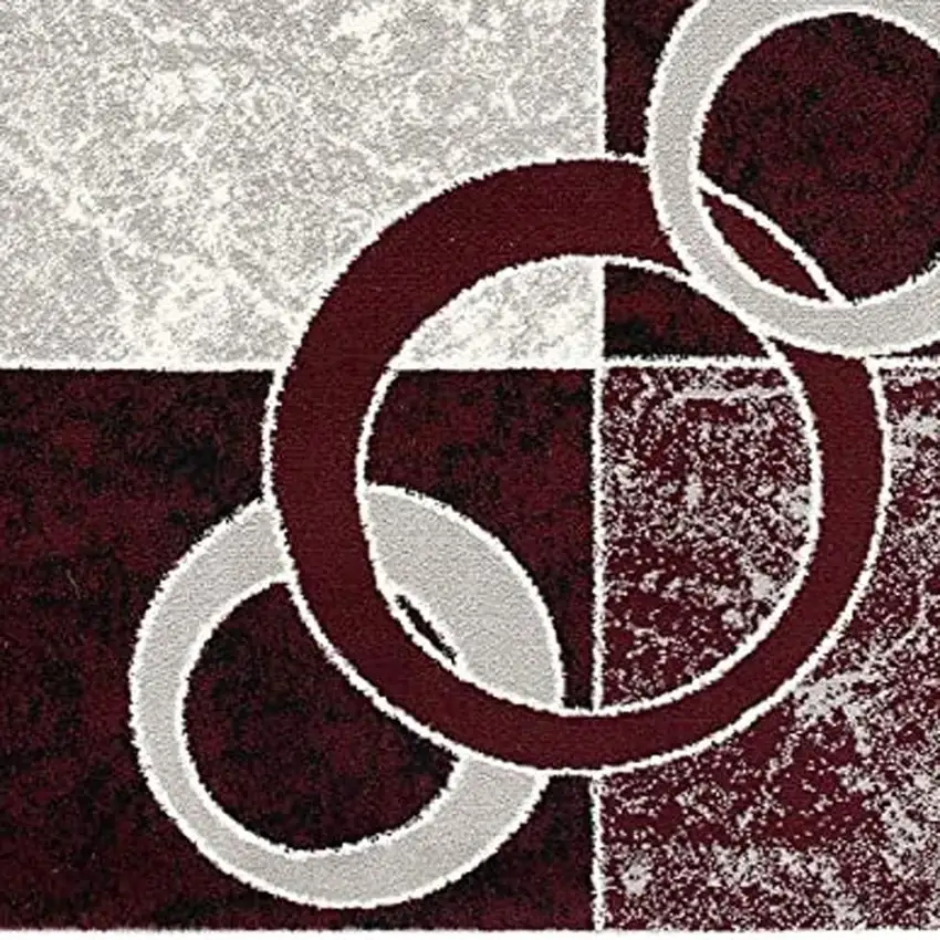 Red Abstract Power Loom Area Rug Photo 8