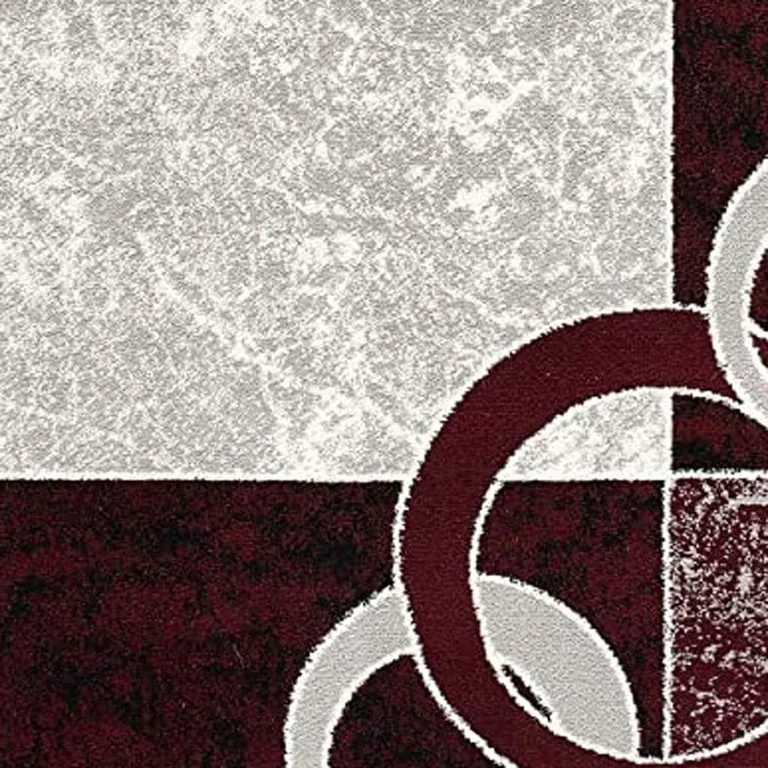 Red and White Inverse Circles Area Rug Photo 5
