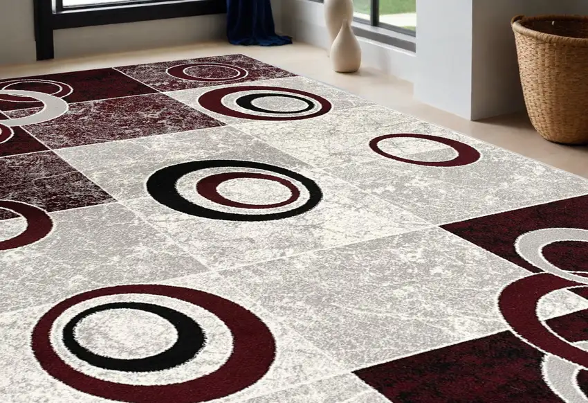Red Abstract Dhurrie Area Rug Photo 1