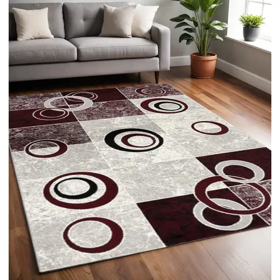 Red Abstract Dhurrie Area Rug Photo 2