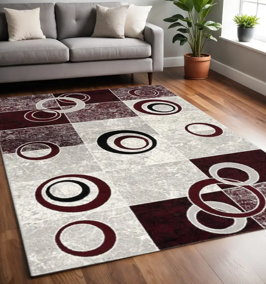 Red Abstract Dhurrie Area Rug Photo 2