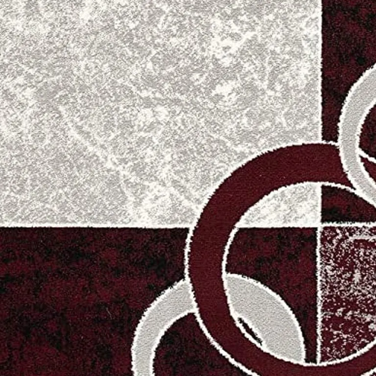 Red and White Inverse Circles Area Rug Photo 5