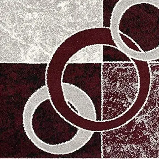 Red Abstract Dhurrie Area Rug Photo 6