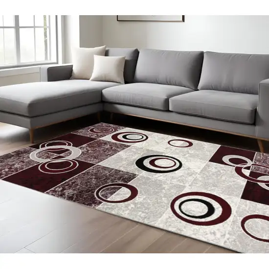 Red Abstract Dhurrie Area Rug Photo 2