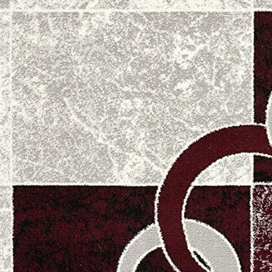 10' Red And White Abstract Runner Rug Photo 3
