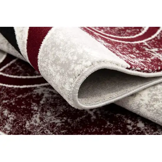 10' Red And White Abstract Runner Rug Photo 5
