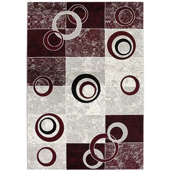 15' Red And White Abstract Runner Rug Photo 2