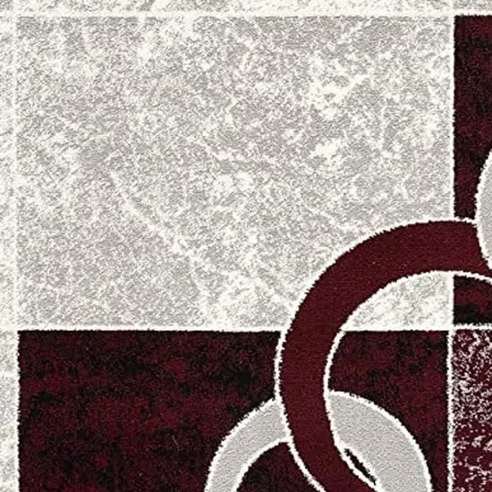 15' Red And White Abstract Runner Rug Photo 3