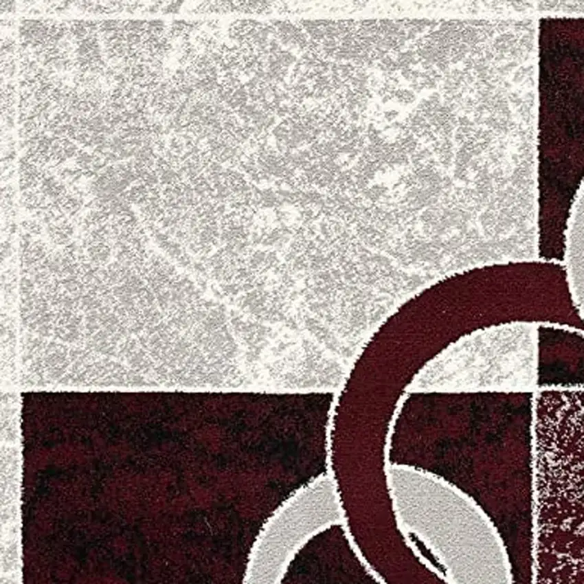 15' Red And White Abstract Runner Rug Photo 3