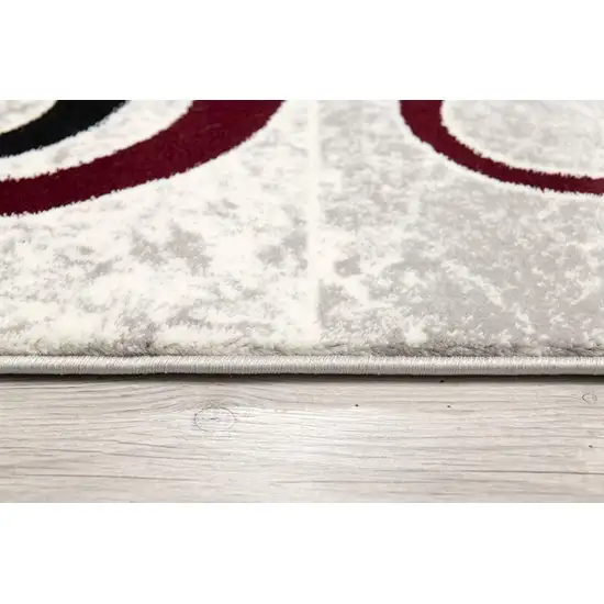 15' Red And White Abstract Runner Rug Photo 7