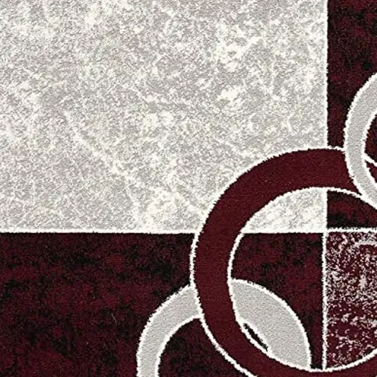 20' Red And White Abstract Runner Rug Photo 3