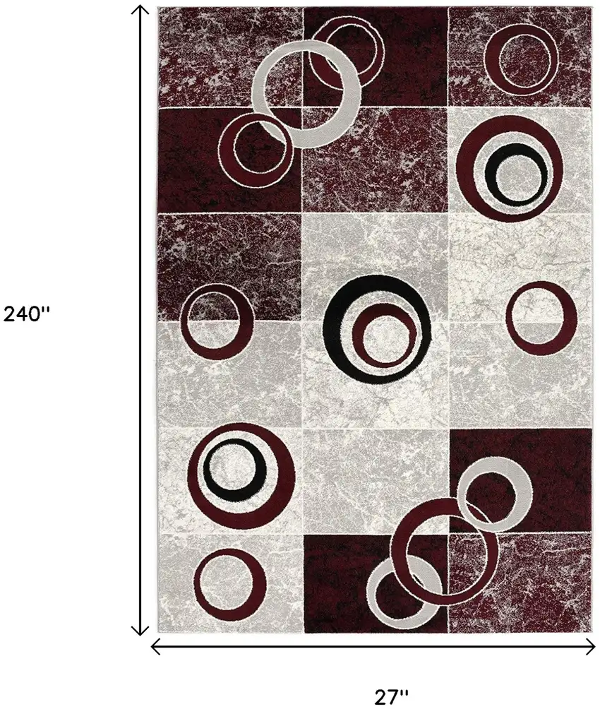 20' Red And White Abstract Runner Rug Photo 6