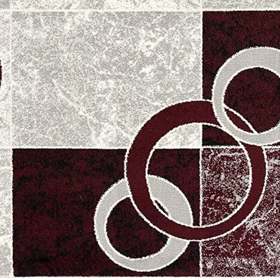 20' Red And White Abstract Runner Rug Photo 4