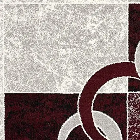 10' Red And White Abstract Runner Rug Photo 3
