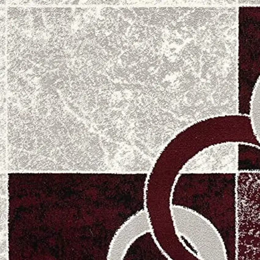 10' Red And White Abstract Runner Rug Photo 3