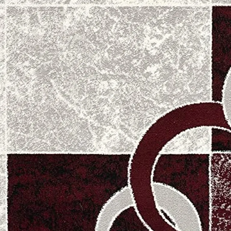 Red and White Inverse Circles Runner Rug Photo 5