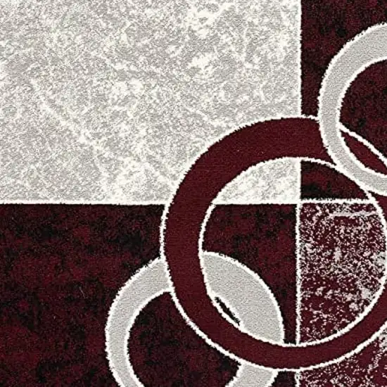 13' Red And White Abstract Runner Rug Photo 3